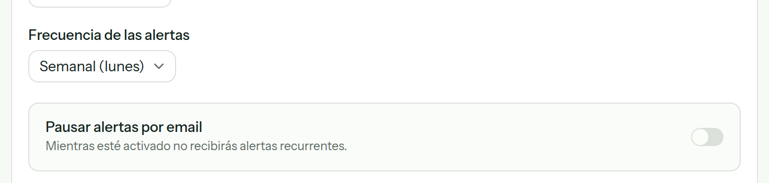 Selector de frecuencia de las alertas